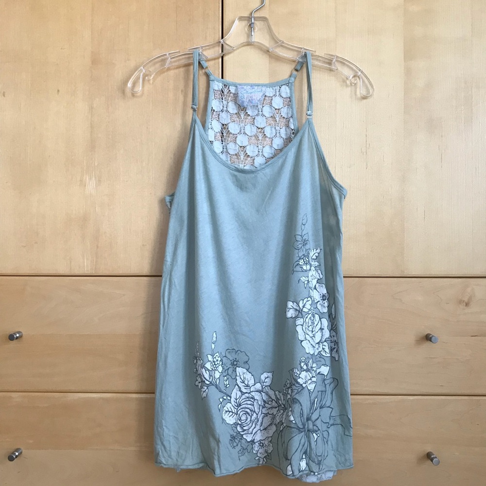Scrapbook Lace Back Tank EUC Medium